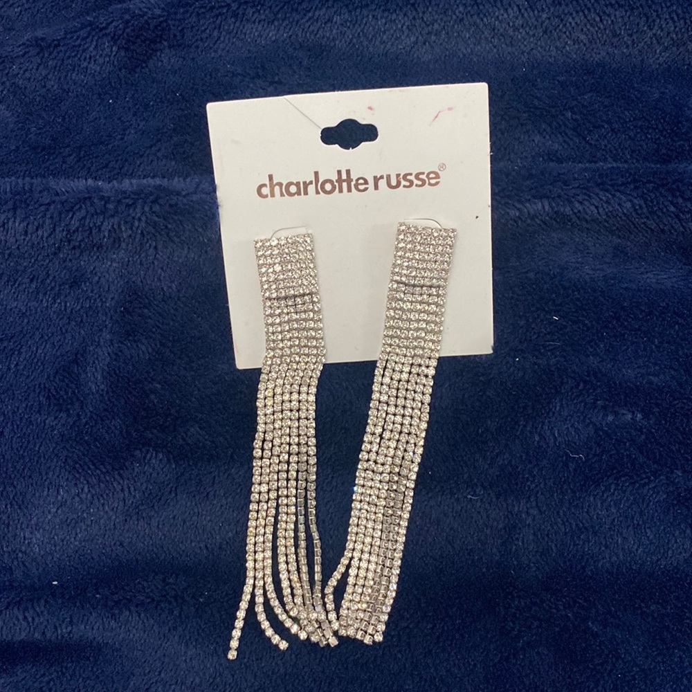 Charlotte Russe 4.5" Silver Earrings